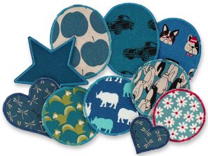 Knieflicken und Aufnäher in der Farbe petrol. Alle Flicken handmade in Berlin - für Kinder und Erwachsene